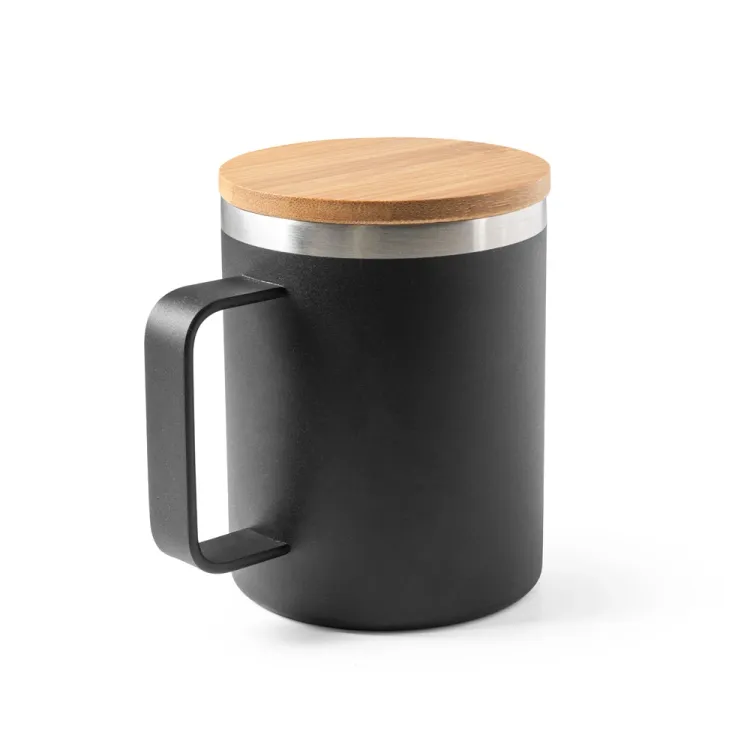 LAUDA. Copo em aço inox (90% reciclado) com tampa em bambu 420 mL
