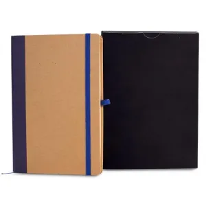 CADERNETA S/ PAUTA - 14X21CM - BEGE/AZUL