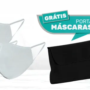 MÁSCARAS 100% ALGODÃO - BRANCA - 2 PÇS (GRÁTIS PORTA MÁSCARAS)