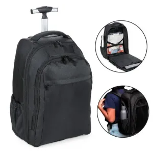 MOCHILA EM POLYESTER 600D COM RODINHA - 35L - PRETA