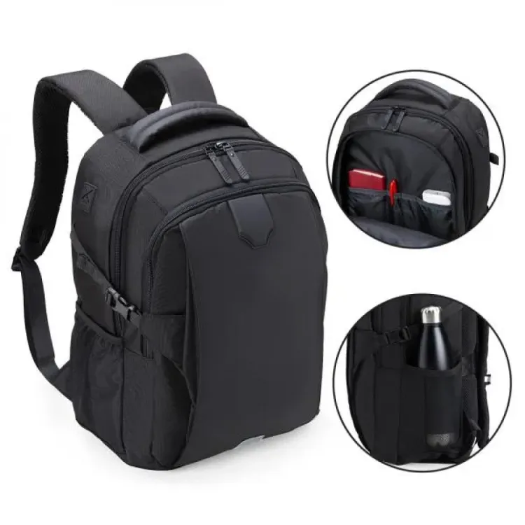 MOCHILA EM POLYESTER/PU - EXECUTIVE - 22L - PRETA