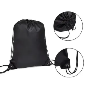 MOCHILA SACOLA EM NYLON 190D - PRETA - 42X32CM