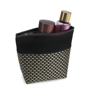 NECESSAIRE EM PVC E COURO SINTÉTICO - PRETO/XADREZ