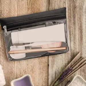 NECESSAIRE EM OXFORD / PVC - PRETA - 19X12,5CM