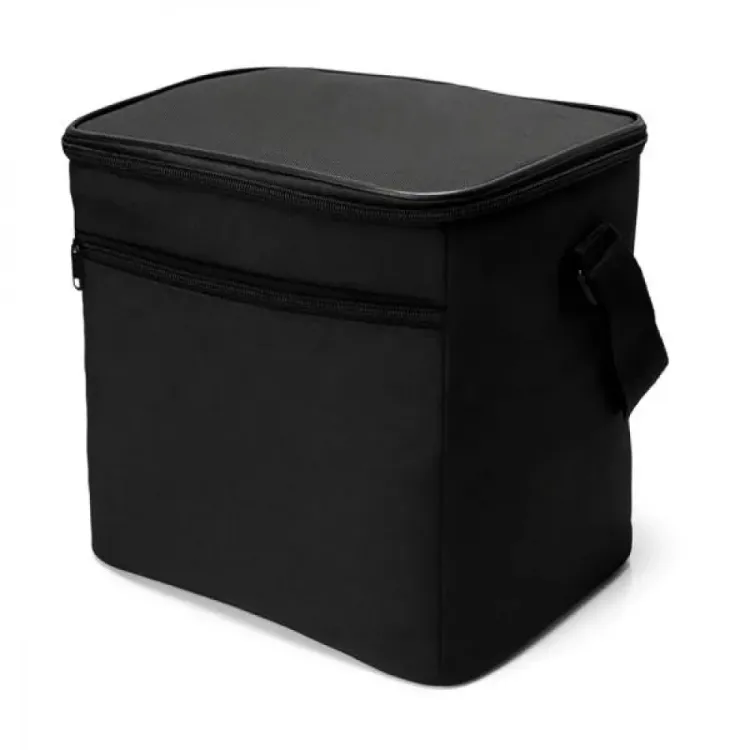 BOLSA TÉRMICA PRETA EM POLYESTER 600D/PEVA - 27X20X25CM