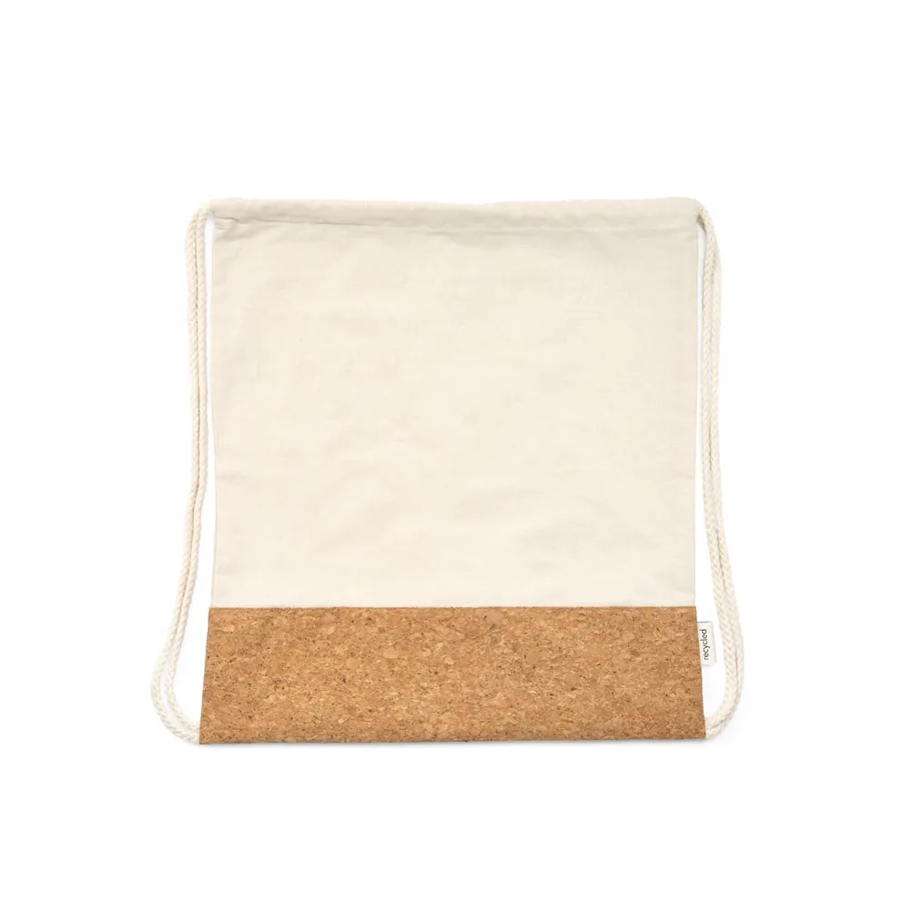 MANAUS BPACK. Sacola tipo mochila em 70% algodão reciclado e 30% poliéster reciclado (180g/m²) com base em cortiça