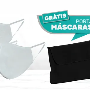 MÁSCARAS 100% ALGODÃO - BRANCA - 2 PÇS (GRÁTIS PORTA MÁSCARAS)