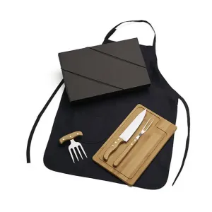 KIT PARA CHURRASCO EM BAMBU COM GARFO 4 DENTES - 5 PÇS