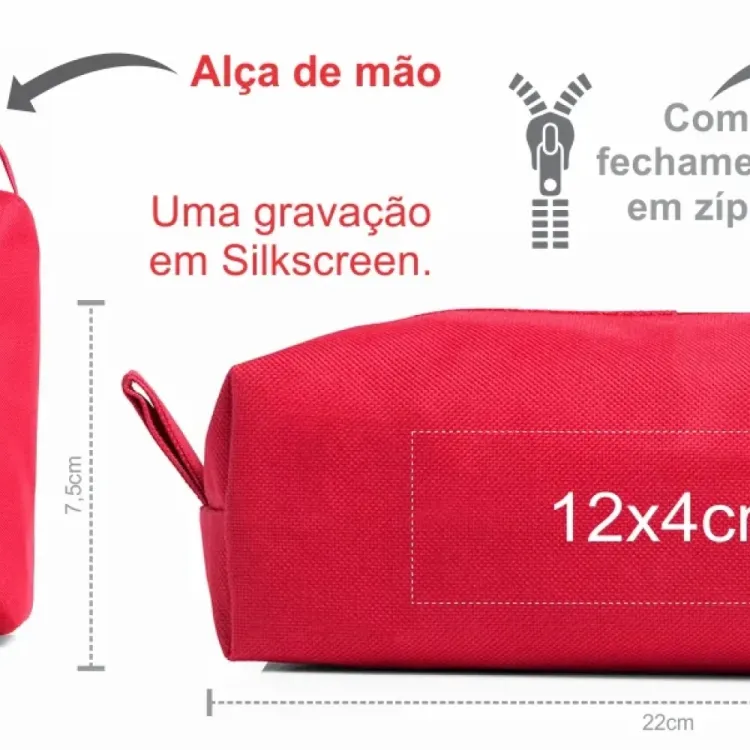 NECESSAIRE EM NYLON 600 COM ALÇA - VERMELHA