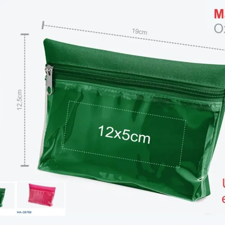 NECESSAIRE EM OXFORD / PVC - VERDE - 19X12,5CM