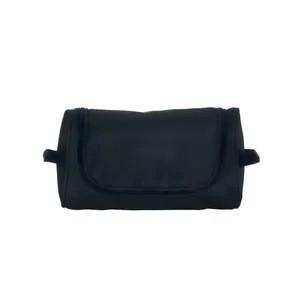 NECESSAIRE PRETA EM MICROFIBRA COM GANCHO