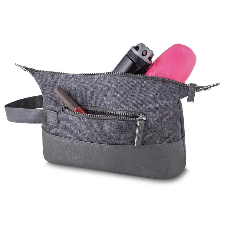 #Necessaire Nylon com detalhes em Couro Sintético