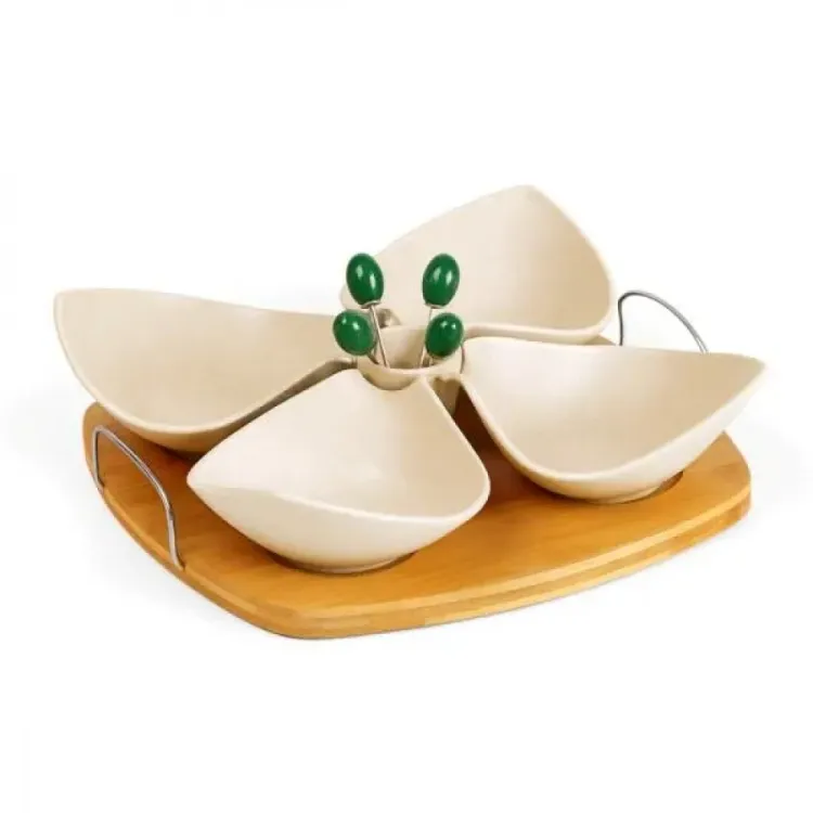 CONJ. PARA PETISCOS EM BAMBU / FIBRA DE BAMBU - 10PÇS