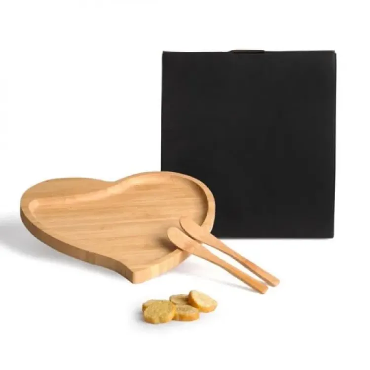 PETISQUEIRA EM BAMBU COM FORMATO DE CORAÇÃO COM ESPÁTULAS