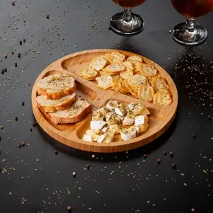 PETISQUEIRA REDONDA EM BAMBU COM 3 DIVISÕES