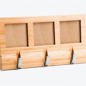 PORTA-RETRATOS COM CABIDEIROS TRIPLO EM BAMBU GENEBRA