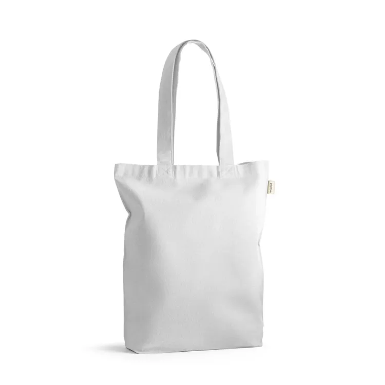 PRAGA. Sacola em 70% algodão reciclado e 30% poliéster reciclado (220g/m²) sem tingimento