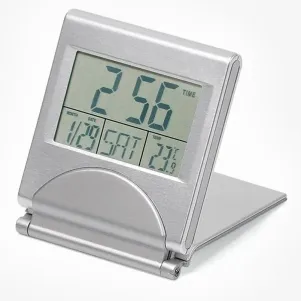 RELÓGIO DE MESA DIGITAL EM ALUMÍNIO ESCOVADO