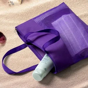 SACOLA DE MÃO EM NYLON 600 E TELA SANET - ROXO