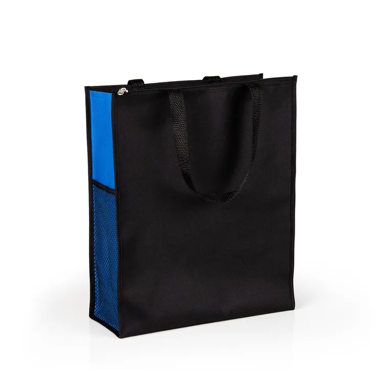 SACOLA DE MÃO EM NYLON 600 - PRETA/AZUL