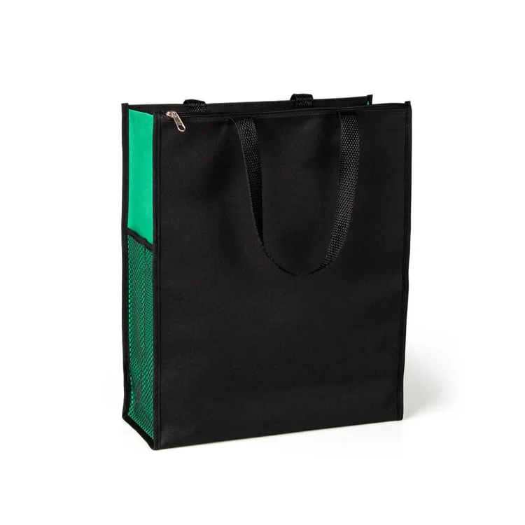 SACOLA DE MÃO EM NYLON 600 - PRETA/VERDE