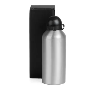 SQUEEZE EM ALUMÍNIO COM TAMPA PRETA - 600 ML