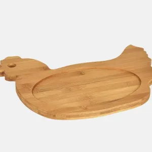 TÁBUA EM BAMBU COM FORMATO DE GALINHA E REBAIXO