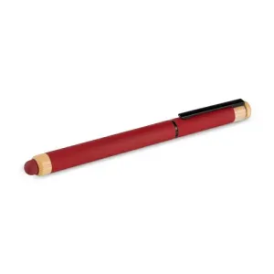CANETA ROLLER EM ALUMÍNIO RECICLADO / BAMBU - VERMELHA
