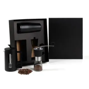 KIT CAFETEIRA, MOEDOR E COPO DUPLA CAMADA - 3 PÇS