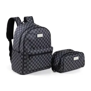 CONJ. MOCHILA E NECESSAIRE EM PVC - XADREZ